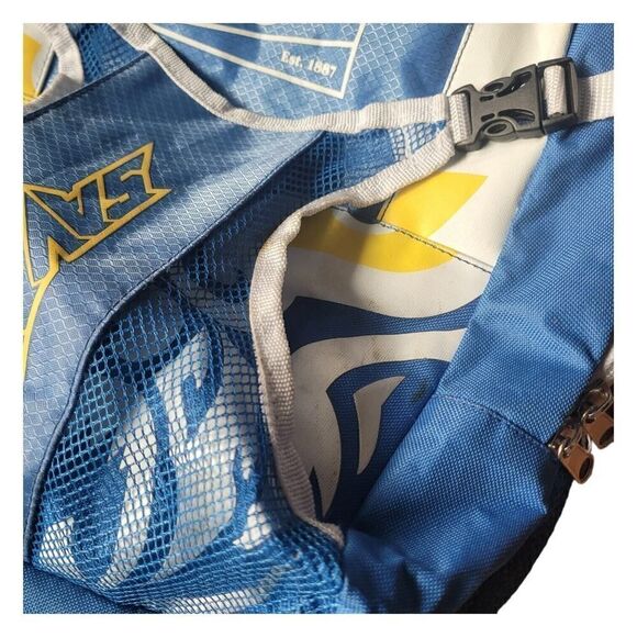 Rawlings Savage Blue Yellow White Baseball Backpack SZ M 16" 2 Side Bat Sleeves - Picture 4 of 5